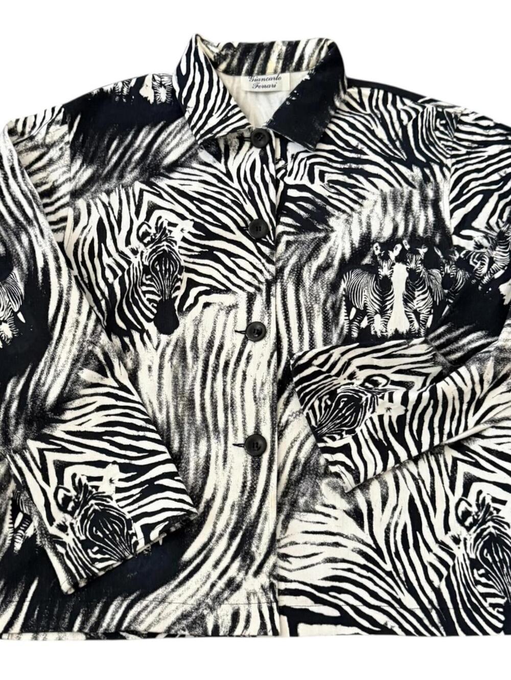 Giancarlo Ferrari Zebra Print Button Jacket Black White Statement Piece